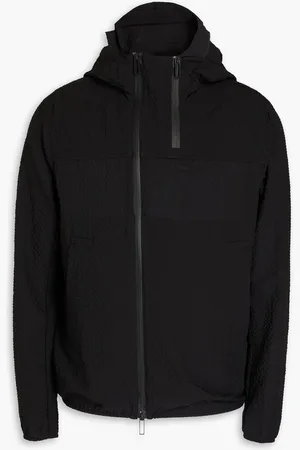 Emporio Armani Perforated seersucker hooded jacket