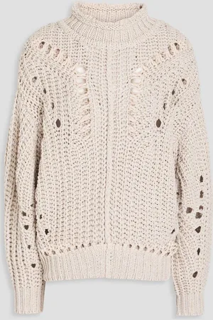 Marant Etoile Jarren ribbed and pointelle-knit turtleneck sweater - White