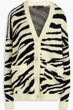 Maje Zebra-print jacquard-knit cardigan - Yellow