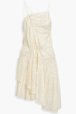 IRO Leodie asymmetric cutout fil coupé chiffon dress - White