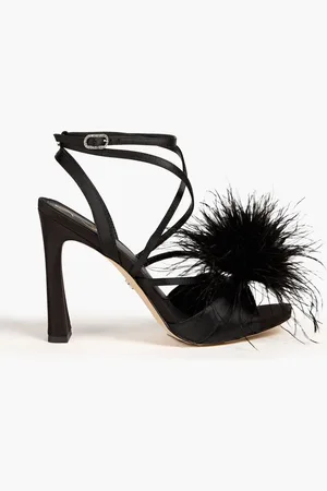 Sam Edelman Leon feather-trimmed satin sandals
