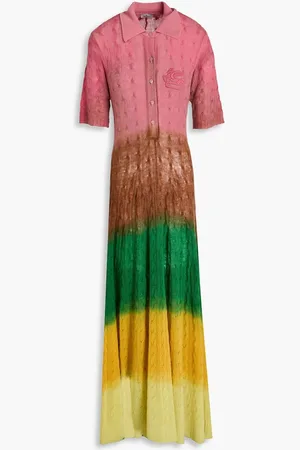 Etro Dégradé cable-knit wool midi shirt dress - Pink