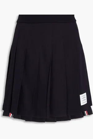 Thom Browne Pleated French cotton-terry mini skirt - Blue