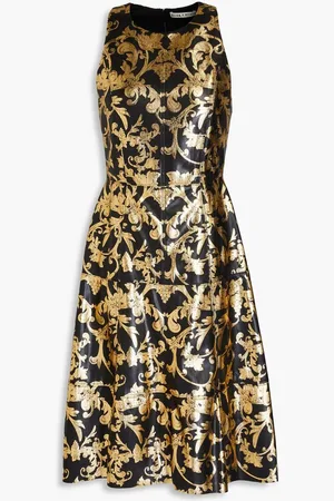 ALICE+OLIVIA Alice Olivia - Printed metallic faux leather dress - Metallic