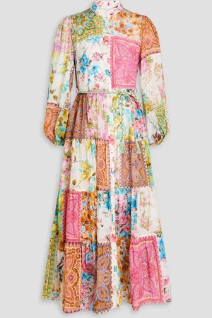 ZIMMERMANN Patchwork-effect cotton-voile midi shirt dress