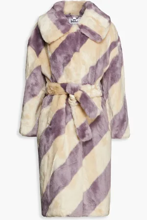 Jakke Katrina striped faux fur coat - Purple
