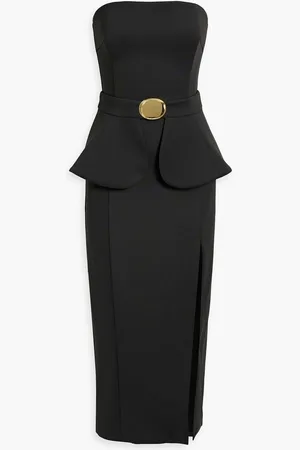 Nicholas Strapless belted ponte midi dress