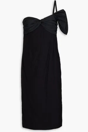 Maison Margiela One-shoulder silk taffeta-paneled wool and cashmere-blend midi dress