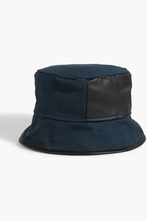 RAG&BONE Ellis leather-trimmed canvas bucket hat - Blue