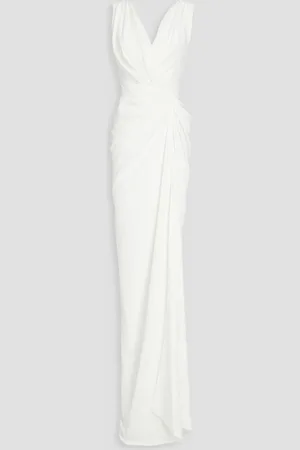RHEA COSTA Draped crepe gown