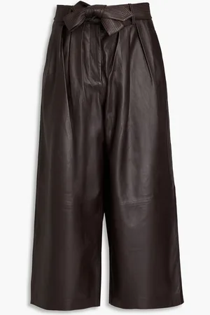 Cara Cara Ira belted pleated leather culottes - Brown