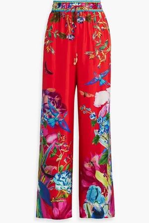 Camilla Printed silk wide-leg pants - Red
