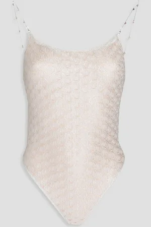 Missoni Embellished metallic crochet-knit swimsuit