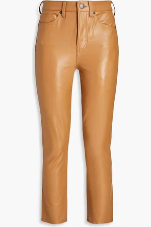 VERONICA BEARD Carly faux stretch-leather kick-flare pants - Brown