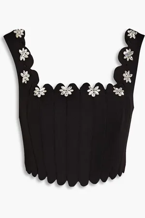 RACHEL GILBERT Stella cropped crystal-embellished scuba top