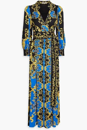 ALICE+OLIVIA Alice Olivia - Alisa printed crepe de chine maxi wrap dress - Blue