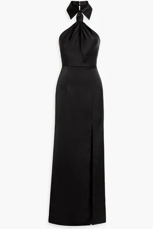 Halston Heritage Gemi knotted satin-crepe halterneck gown