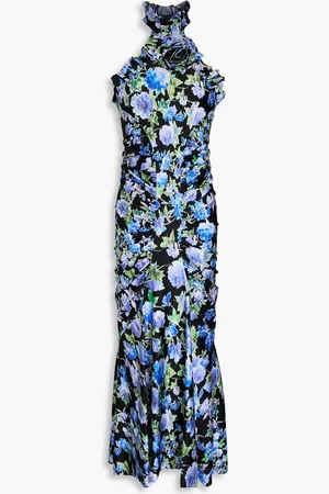 Serafini Ruffled floral-print jersey midi dress