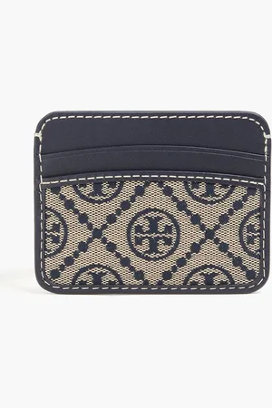 Tory Burch T Monogram jacquard and leather cardholder - Blue