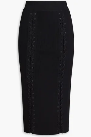 Simkhai Helix lace-up ribbed-knit midi skirt