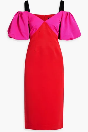 ZAC Zac Posen Cold-shoulder two-tone faille dress