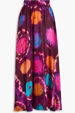 ZIMMERMANN Tie-dyed silk-habotai maxi skirt - Purple