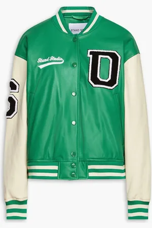 Stand Studio Fallon embellished padded faux leather bomber jacket