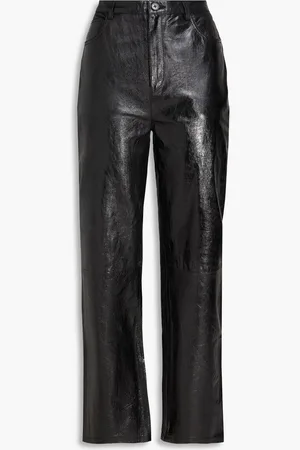 Claudie Pierlot Glossed-leather straight-leg pants