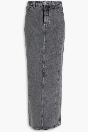 ROTATE Crystal-embellished denim maxi skirt - Gray