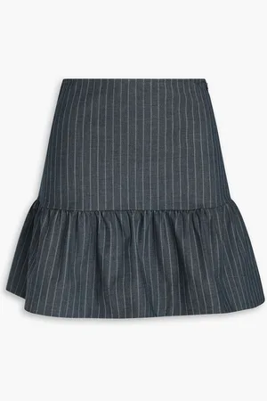 Ganni Pinstriped twill mini skirt - Gray