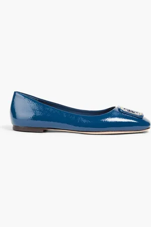 Tory Burch Georgia embellished patent-leather ballet flats