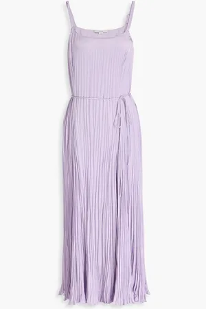 Vince Pleated satin midi dress - Purple