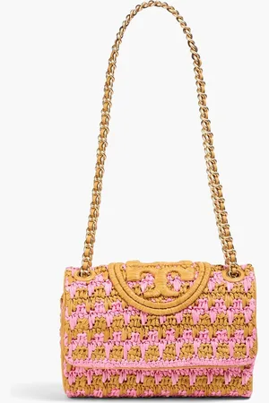 Tory Burch Fleming raffia shoulder bag