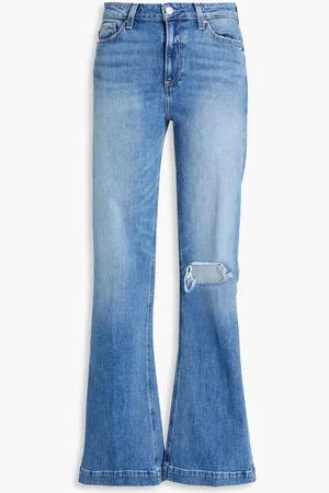Paige Leenah distressed high-rise flared jeans - Blue