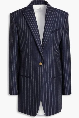 Serafini Pinstriped brushed wool-twill blazer - Blue