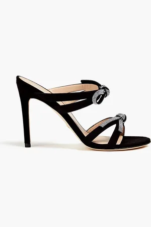 Stuart Weitzman Bow-embellished suede mules
