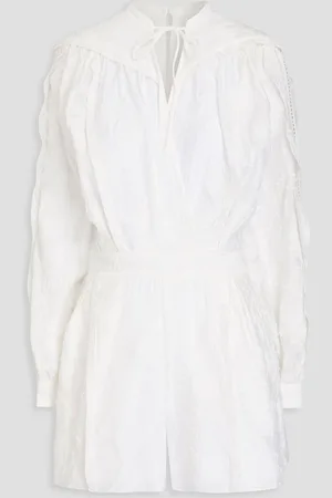 IRO Wrap-effect pleated devoré playsuit