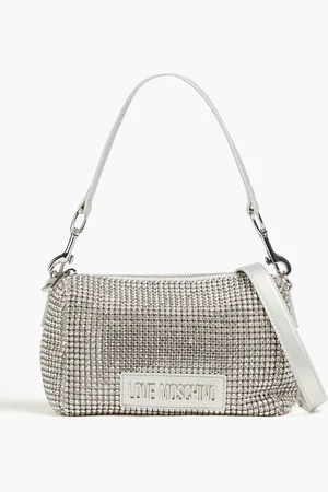 Moschino Crystal-embellished faux leather shoulder bag - Metallic