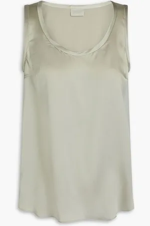 Brunello Cucinelli Silk-blend satin tank - Green