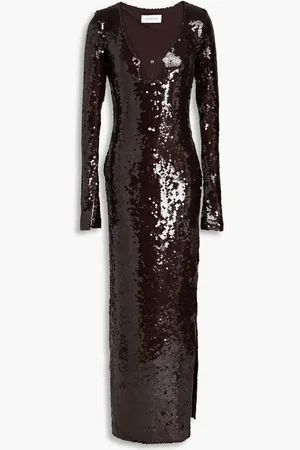 16Arlington Solaria sequined stretch-tulle maxi dress - Brown