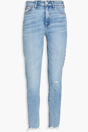 RAG&BONE Nina distressed high-rise skinny jeans - Blue