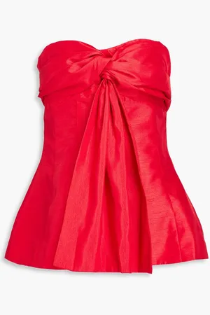 Nicholas Strapless draped shantung top