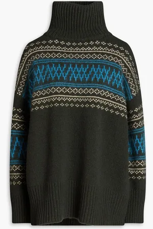 We Norwegians Setesdal oversized Fair Isle merino wool and cashmere-blend turtleneck sweater - Green