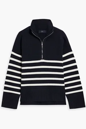 Arch4 Wandsworth striped cashmere half-zip sweater - Blue