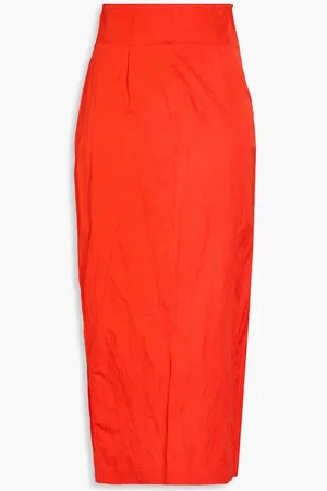 GENTRYPORTOFINO Crinkled woven midi skirt - Red
