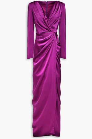 RHEA COSTA Draped satin maxi dress - Purple