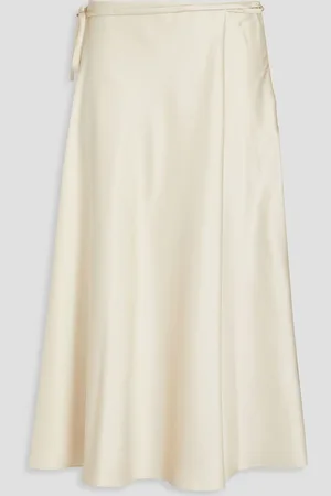 THEORY Wrap-effect satin midi skirt - White