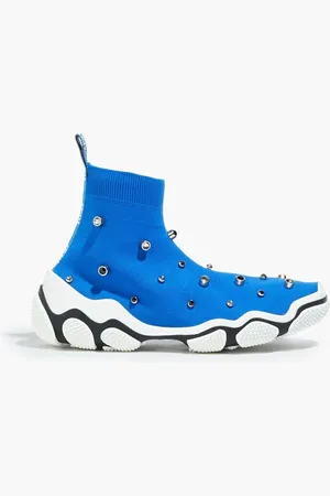 RED(V) Crystal-embellished stretch-knit high-top sneakers - Blue