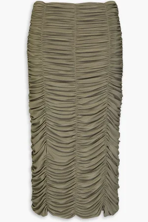 tibi Ruched jersey midi skirt - Green