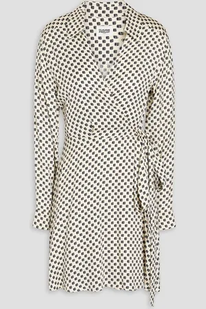 Claudie Pierlot Printed twill mini wrap dress - White